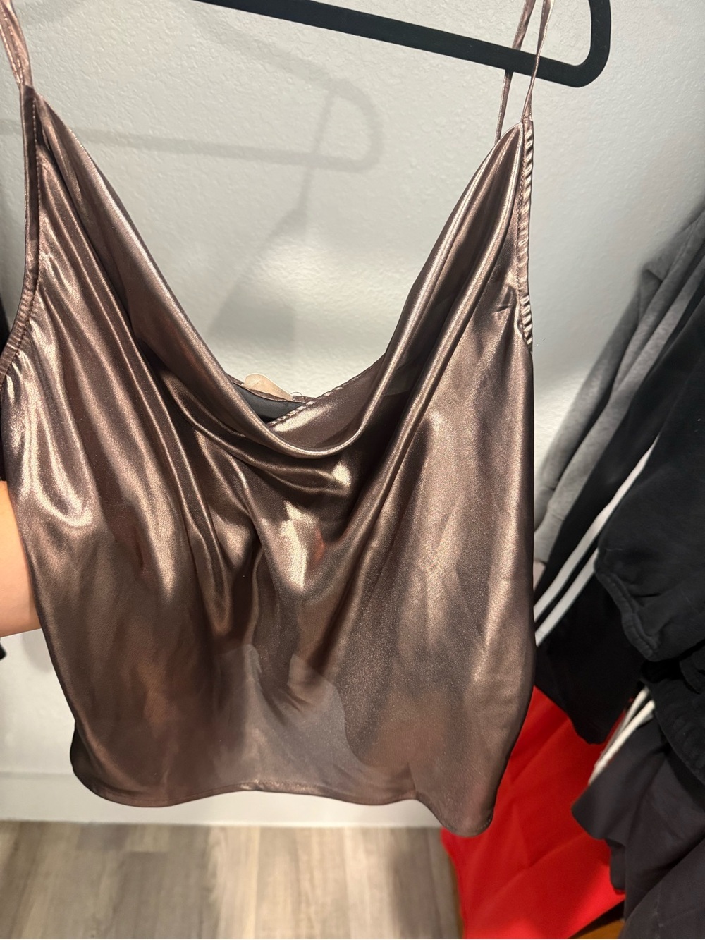 Free People Satin Cowl Camisole in Bronze